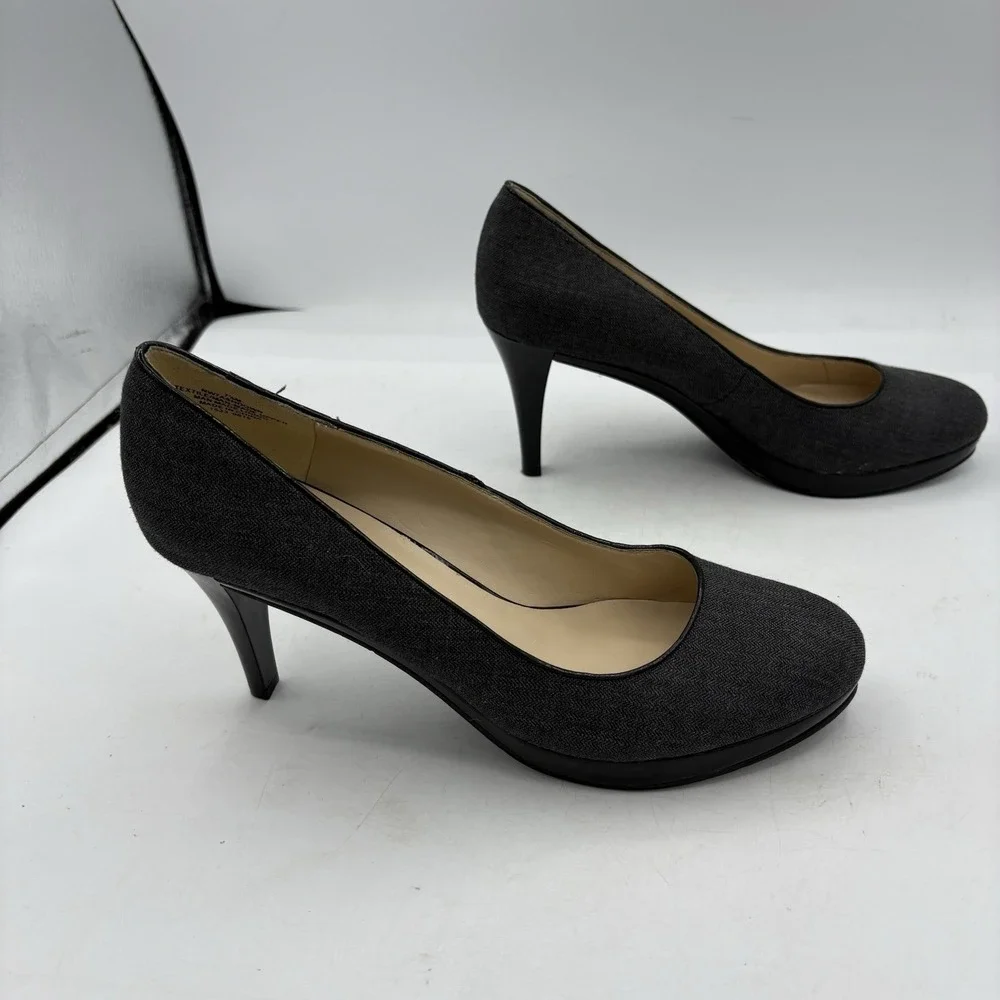 Nine West Shoes Womens Size 7.5 M Ashdown Charcoal Black Gray Heel Pumps‎